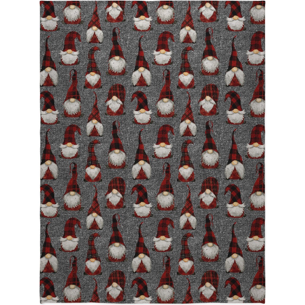 Gnomes Blanket, Plush Fleece, 60x80, Red