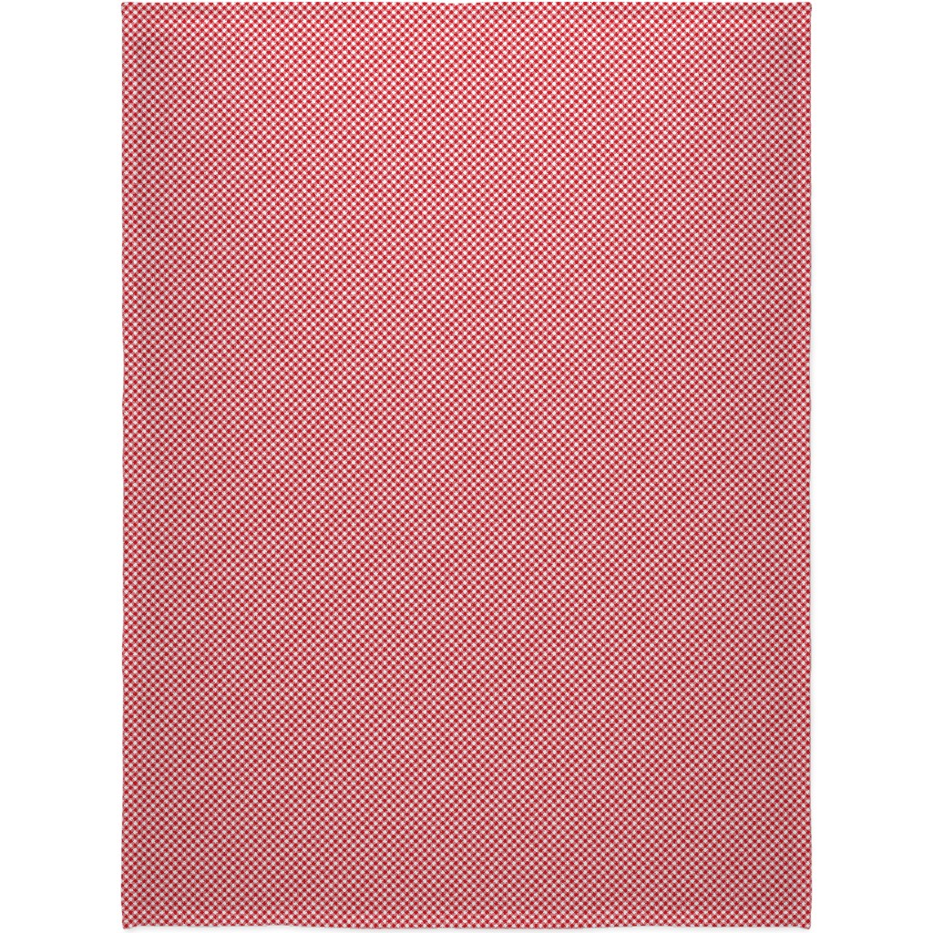 Diagonal Gingham - Red and White Blanket, Plush Fleece, 60x80, Red, Red