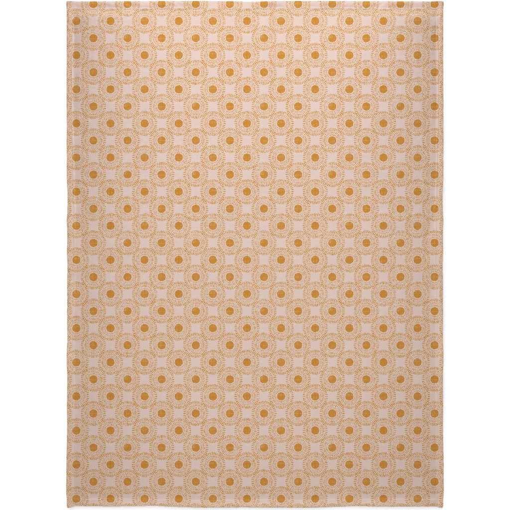Sunburst - Pale Pink and Burnt Orange Blanket, Plush Fleece, 60x80, Pink