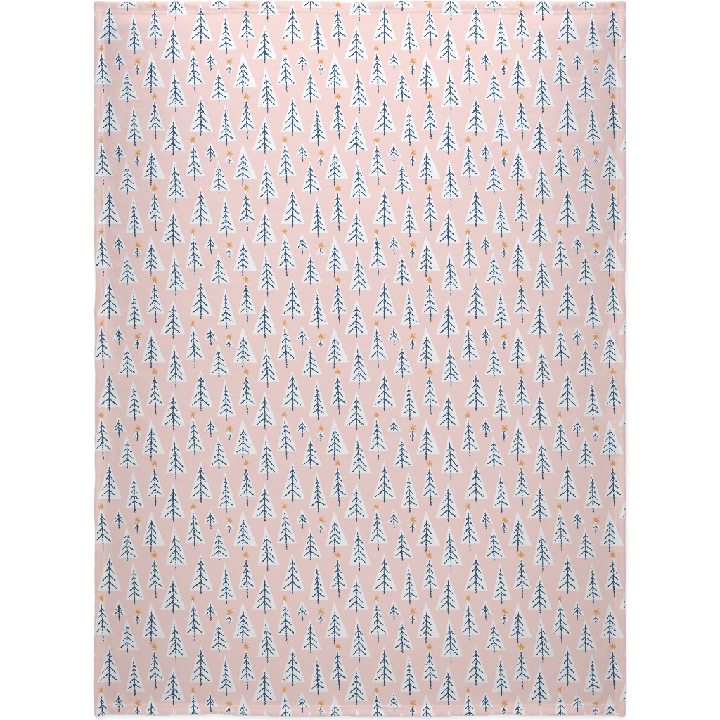 Christmas Tree Forest - Pink Blanket, Plush Fleece, 60x80, Pink, Bright Pink