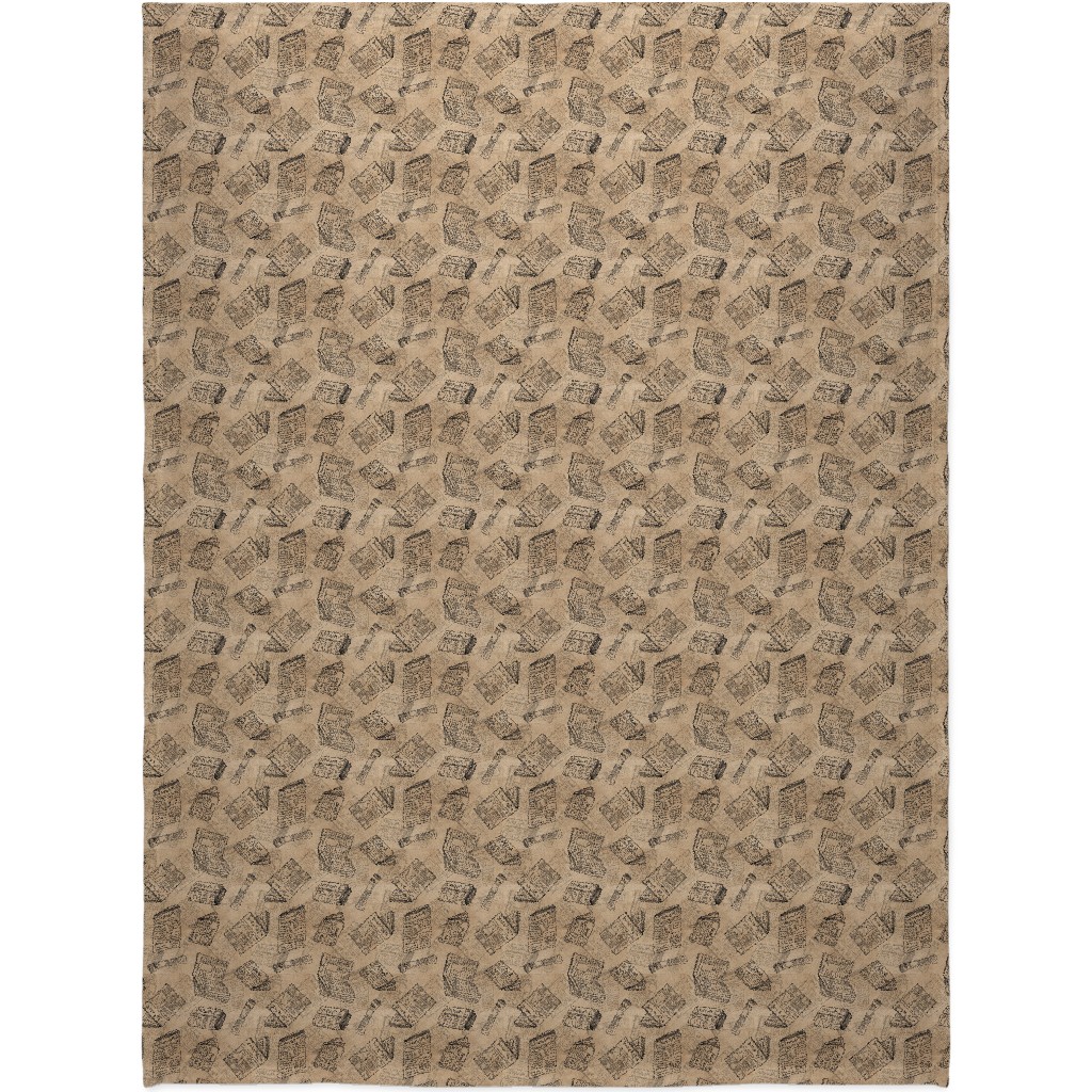 Newsprint Blanket, Plush Fleece, 60x80, Brown