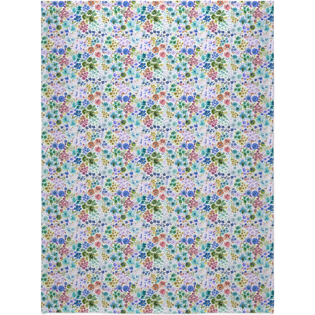 Artful Little Flowers - Multi Blanket, Plush Fleece, 60x80, Multicolor