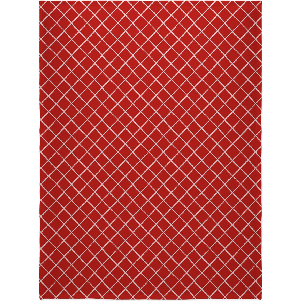 Large Check on Red Blanket, Plush Fleece, 60x80, Red, Red