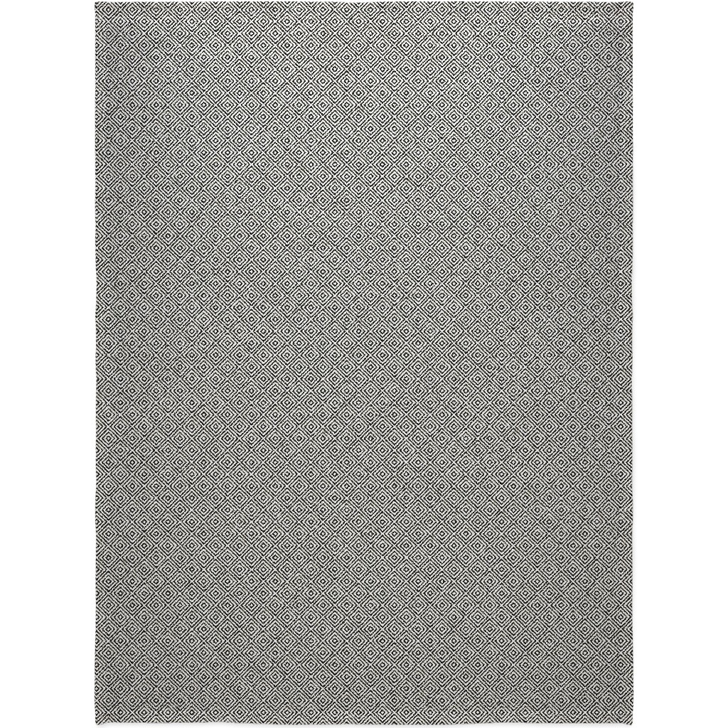 Diamond Pattern - Black and White Blanket, Plush Fleece, 60x80, Black, Black