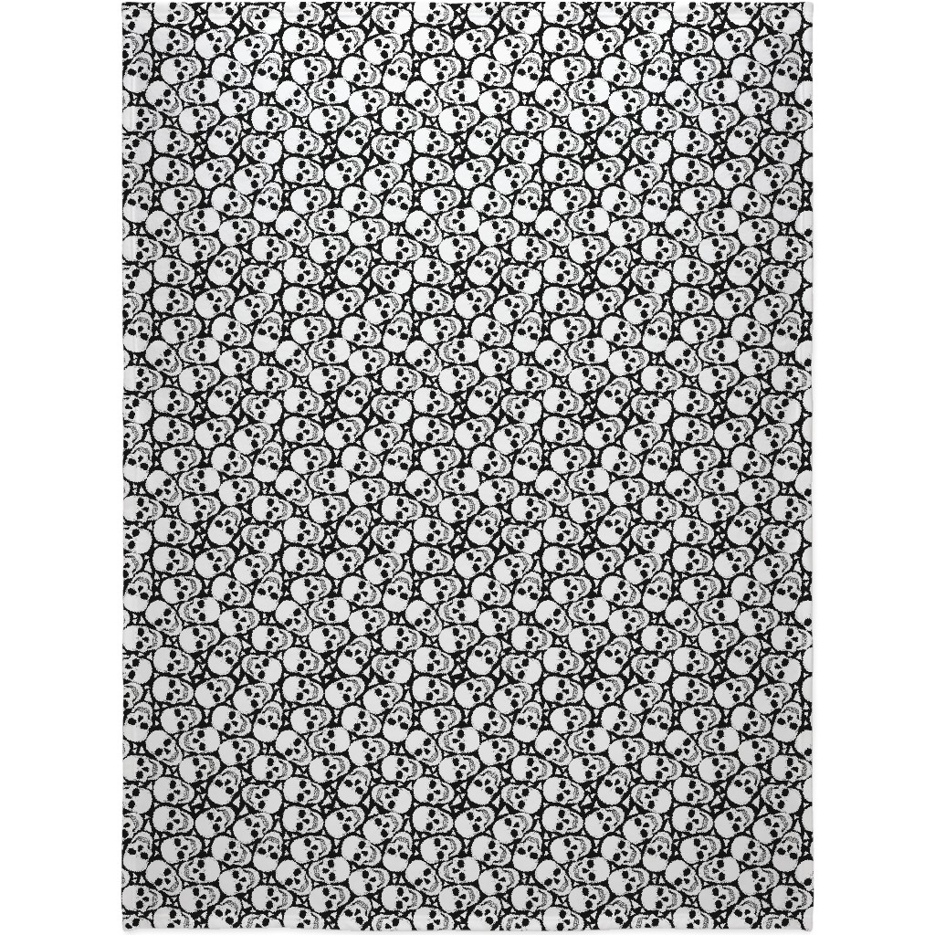 Skulls With Triangles - Black and White Blanket, Plush Fleece, 60x80, White, White