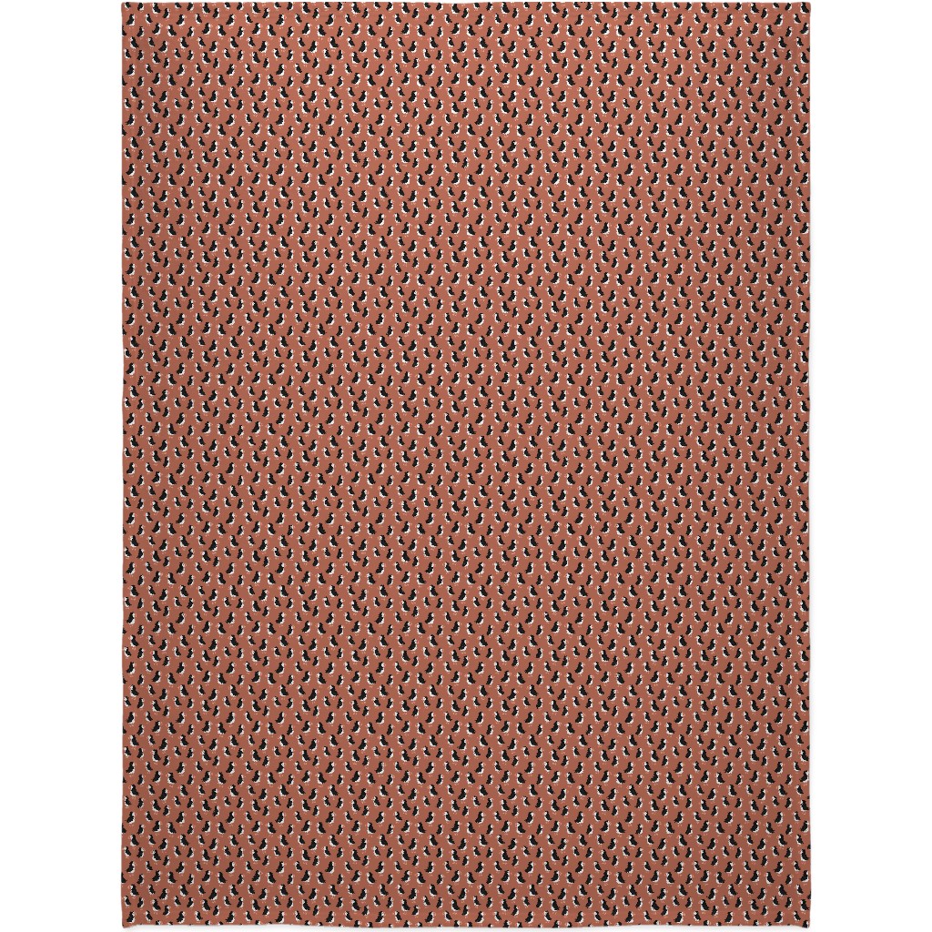 Little Puffin Friends Blanket, Plush Fleece, 60x80, Orange, Sunset