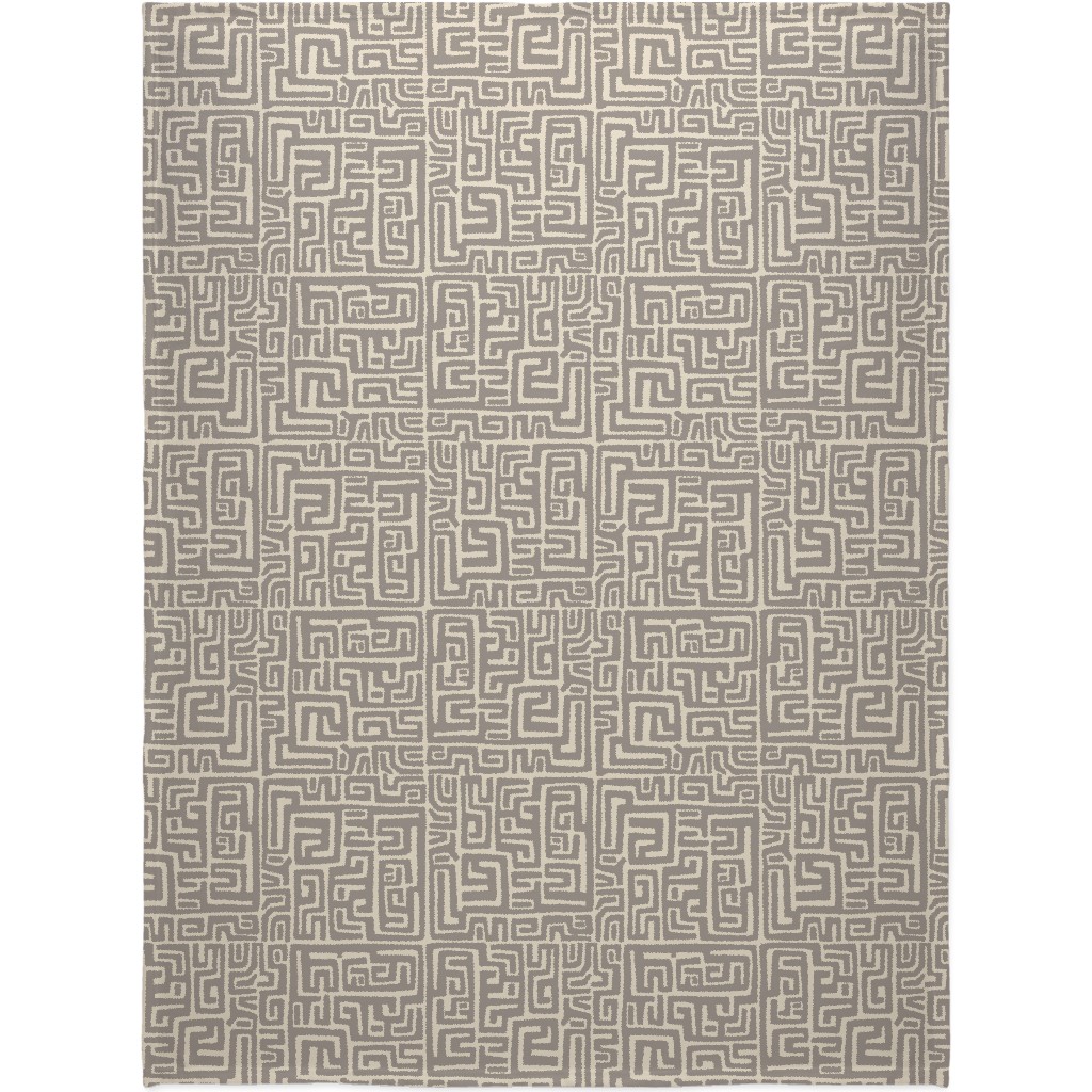 Maze Blanket, Plush Fleece, 60x80, Gray