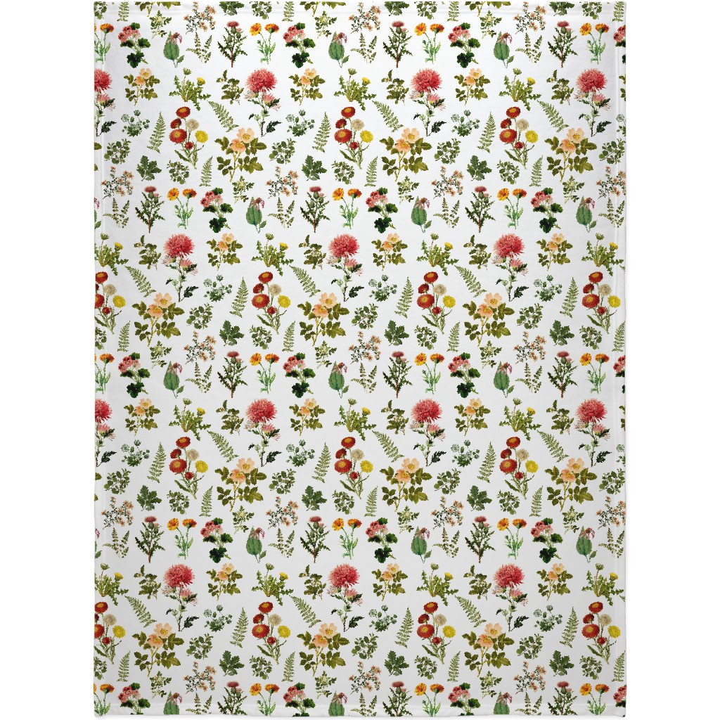 Lil Botanicals - White Blanket, Plush Fleece, 60x80, Green, Classic Green