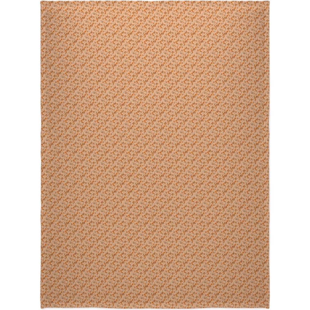 Peace Butterfly Boho - Orange Blanket, Plush Fleece, 60x80, Orange