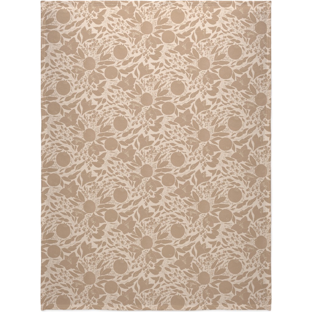 Winter Florals - Neutral Blanket, Plush Fleece, 60x80, Beige, Pearl