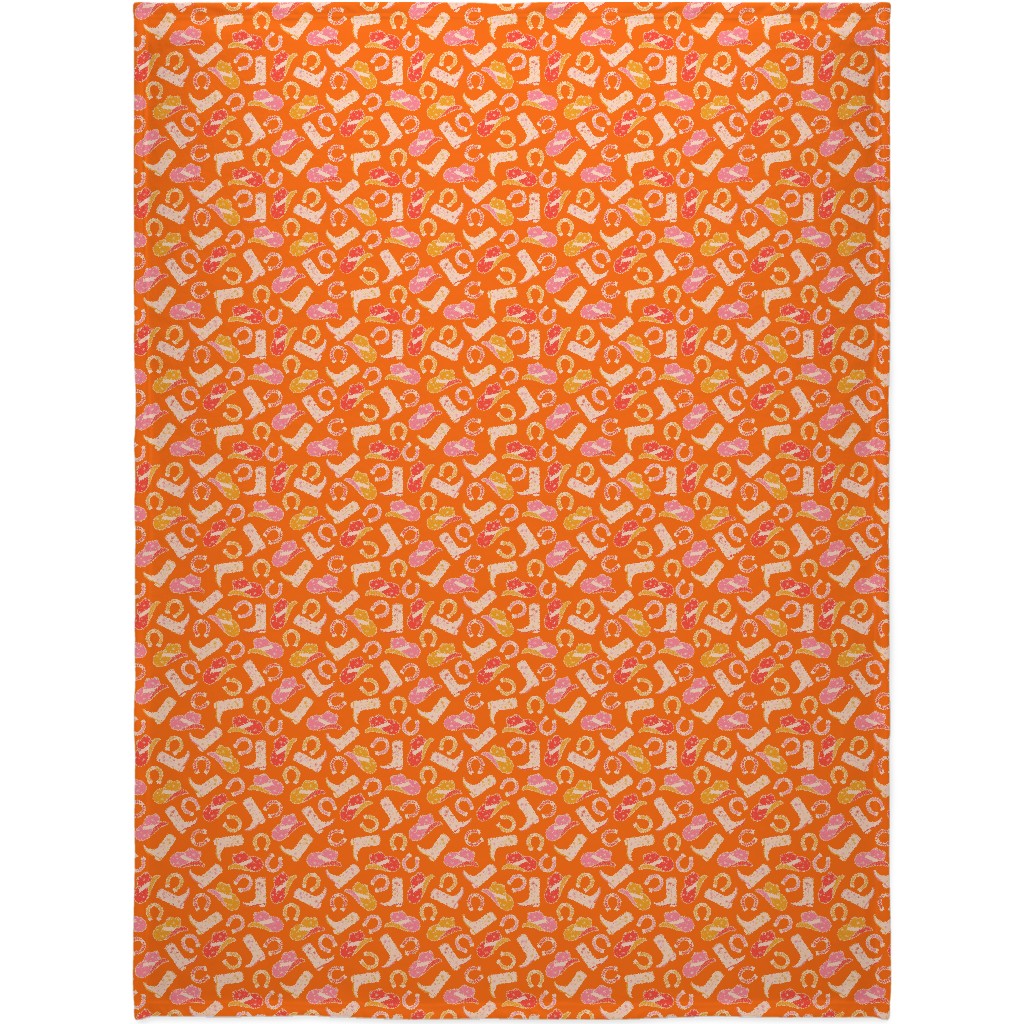 Cowgirl - Pink and Orange Blanket, Plush Fleece, 60x80, Orange