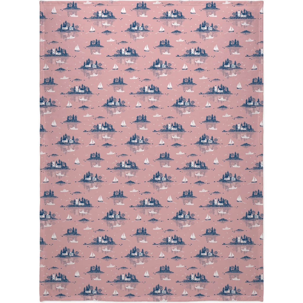 Maine Islands - Pink Blanket, Plush Fleece, 60x80, Pink, Bright Pink