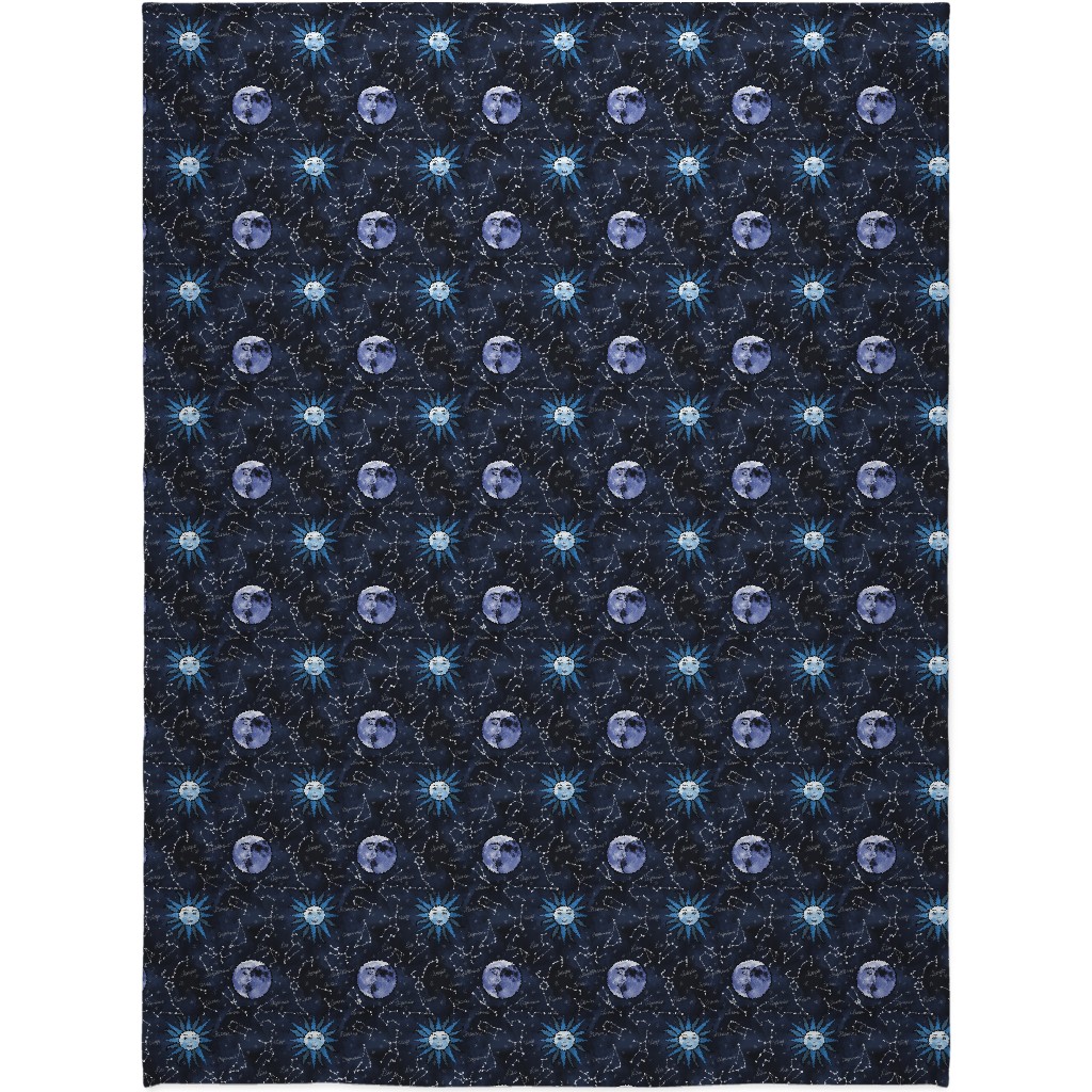 Celestial Star Signs Blanket, Plush Fleece, 60x80, Blue