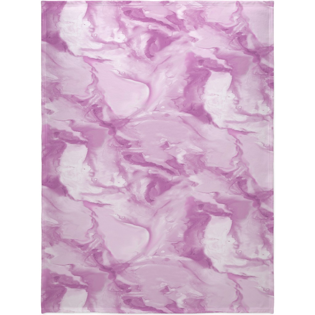 Abstract Watercolor Marble Blanket, Plush Fleece, 60x80, Purple