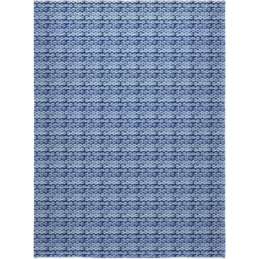Shibori Pine - Blue Blanket, Plush Fleece, 60x80, Blue