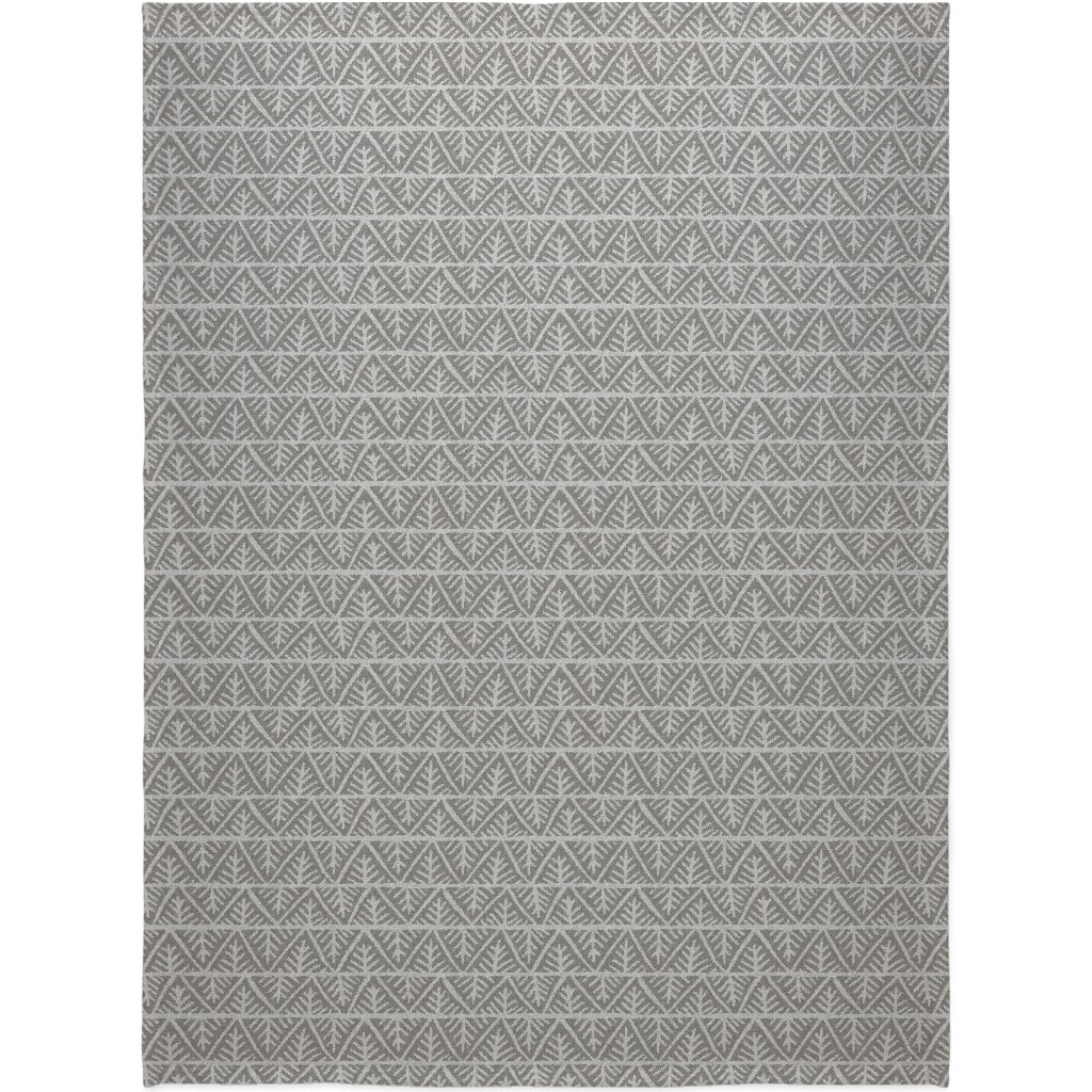 Textured Mudcloth Blanket, Plush Fleece, 60x80, Gray