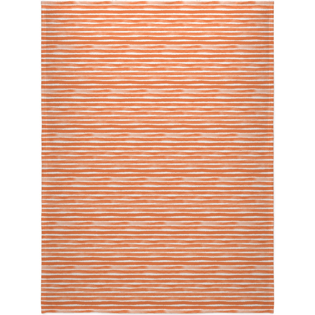 Imperfect Watercolor Stripes Blanket, Plush Fleece, 60x80, Orange, Peach