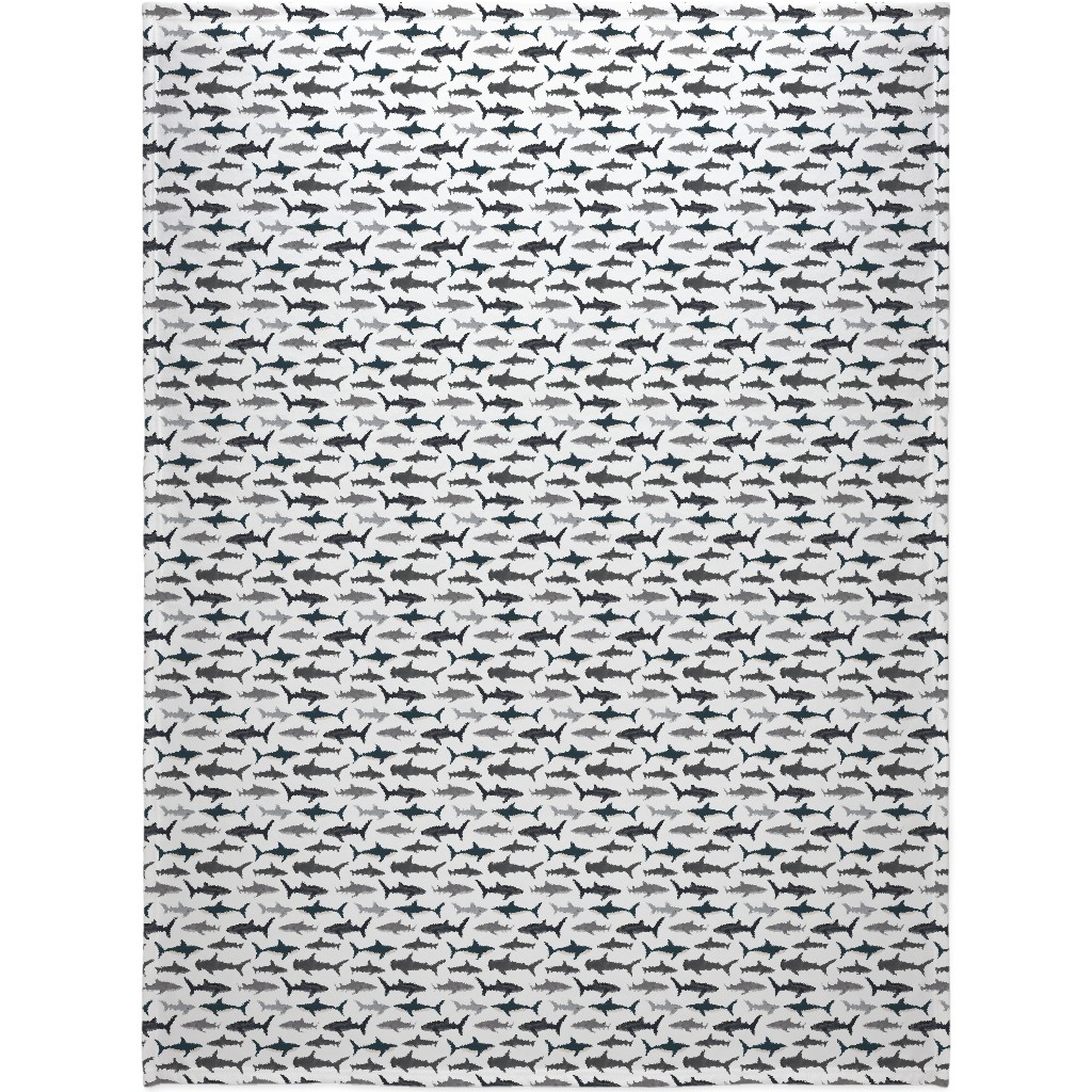Sharks - Neutral Blanket, Plush Fleece, 60x80, Gray, Gray