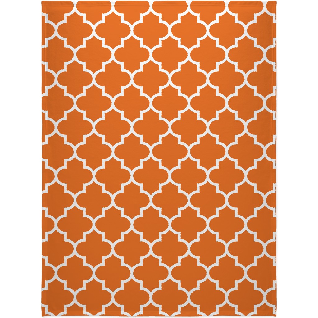 Quatrefoil - Orange Blanket, Plush Fleece, 60x80, Orange, Orange