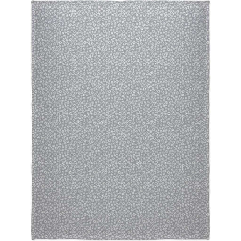 Snowflake Silver Blanket, Plush Fleece, 60x80, Gray, Gray