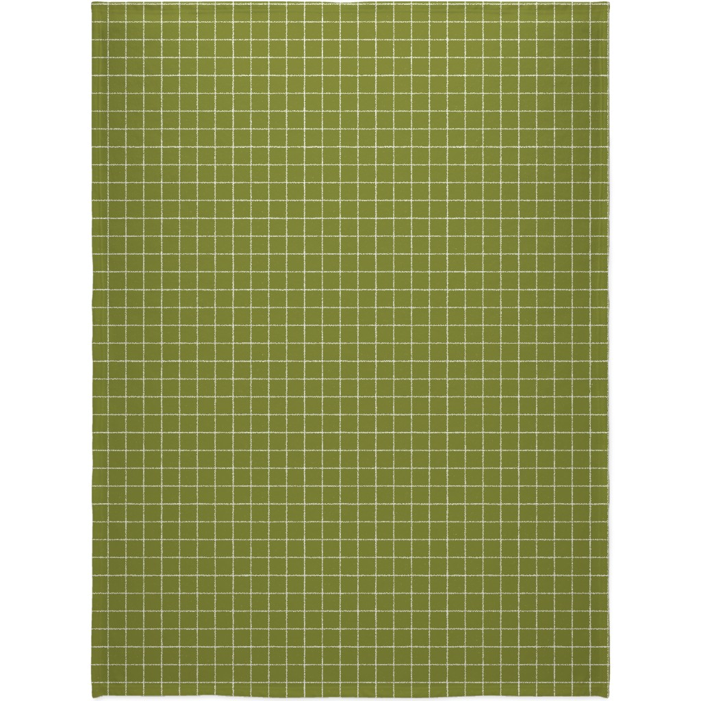 Watercolor Windowpane - Green Blanket, Plush Fleece, 60x80, Green