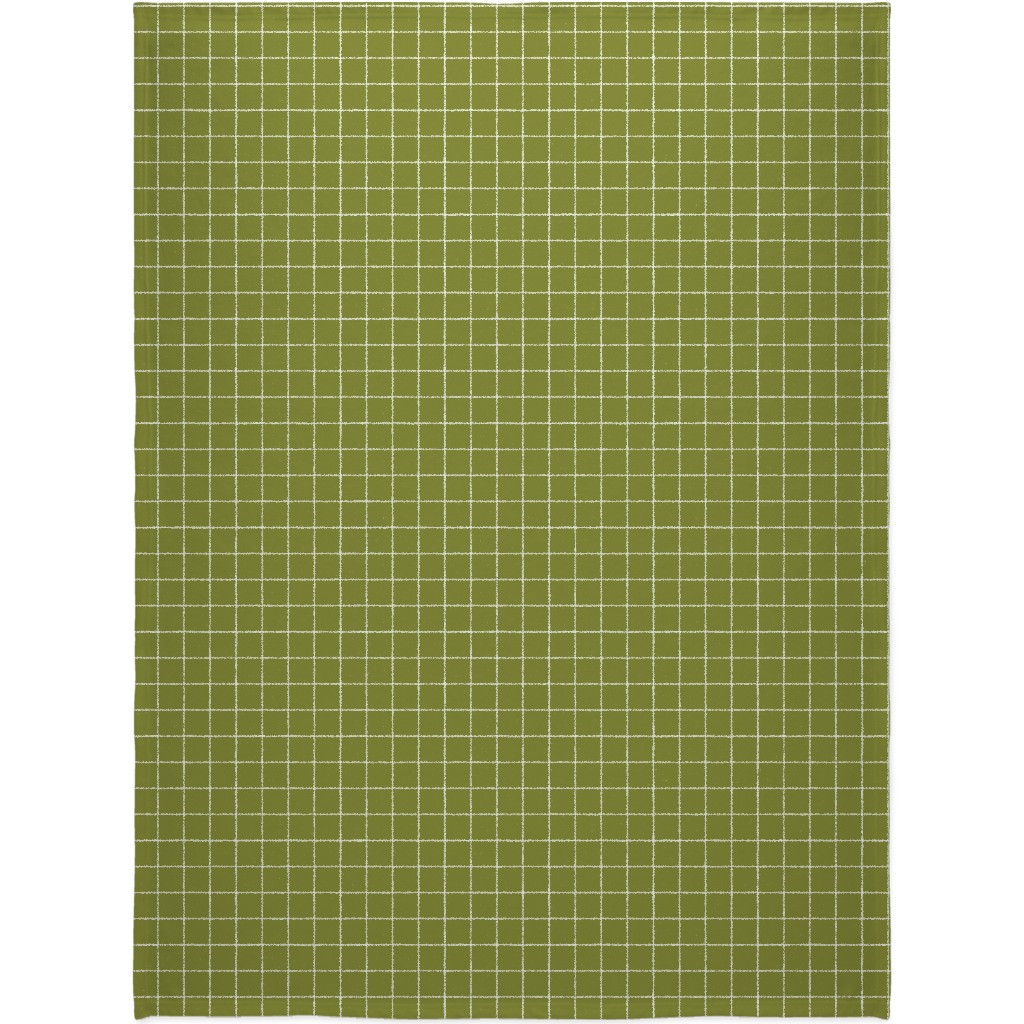 Watercolor Windowpane - Green Blanket, Plush Fleece, 60x80, Green, Classic Green