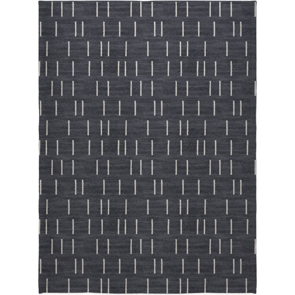 Line Mudcloth - Denim Blanket, Plush Fleece, 60x80, Gray, Gray