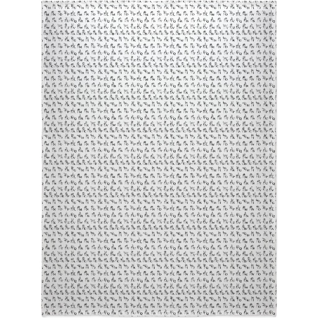 Sign Language Alphabet Blanket, Plush Fleece, 60x80, White, White