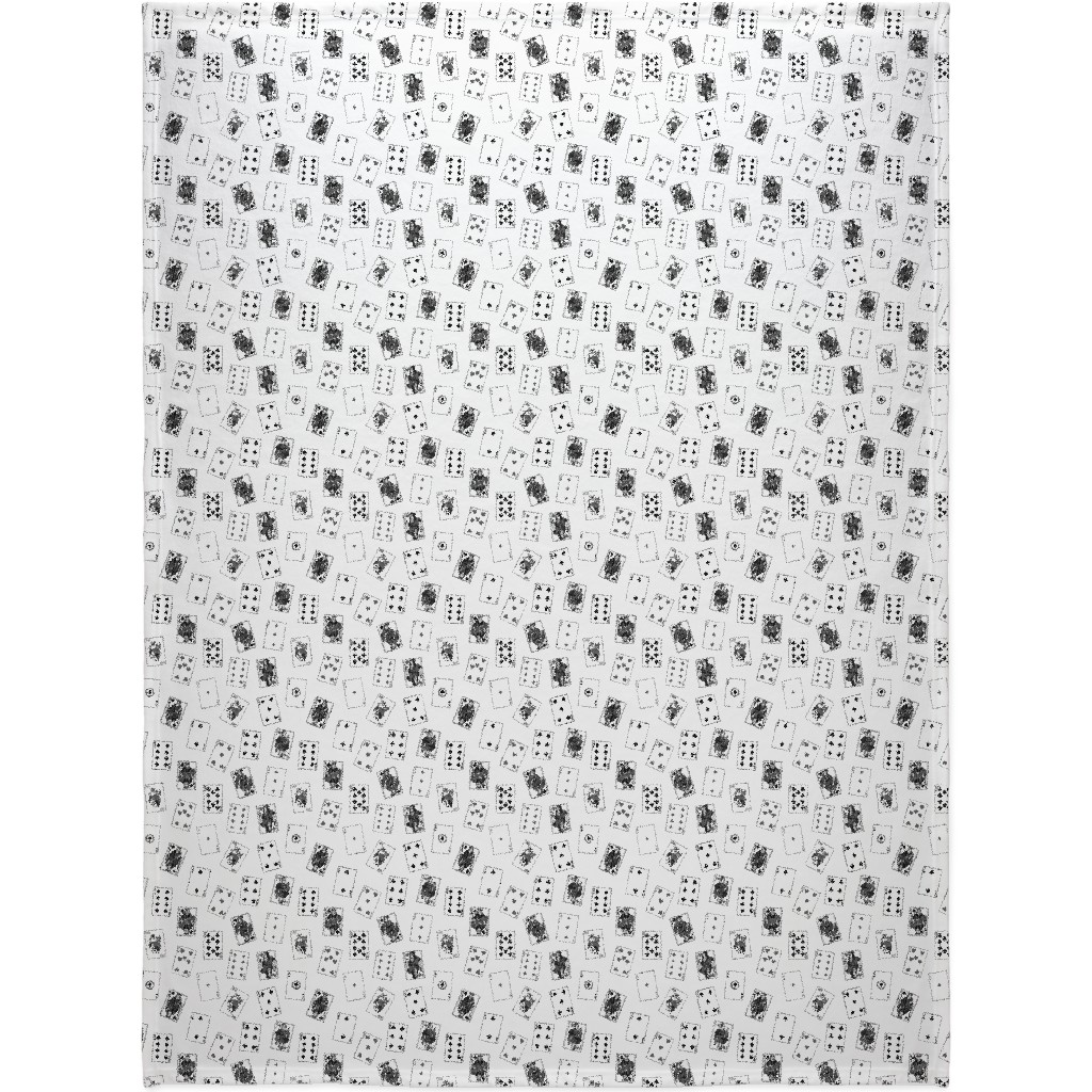 Scattered Playing Cards Blanket, Plush Fleece, 60x80, White