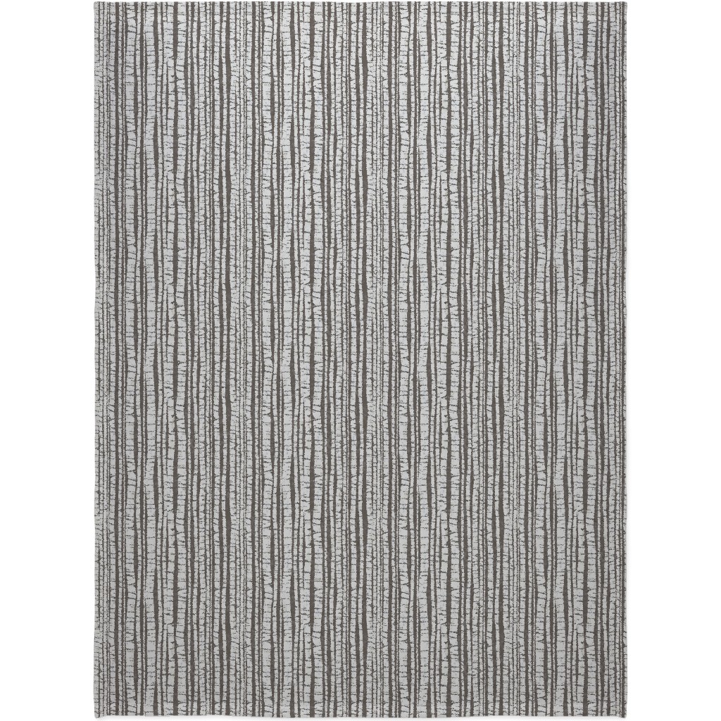Birch Forest - Gray Blanket, Plush Fleece, 60x80, Gray