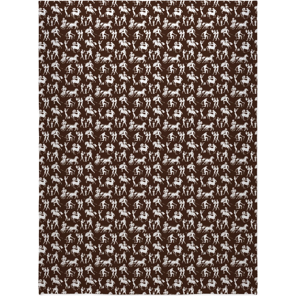 Greek Figures Blanket, Plush Fleece, 60x80, Brown, Cocoa