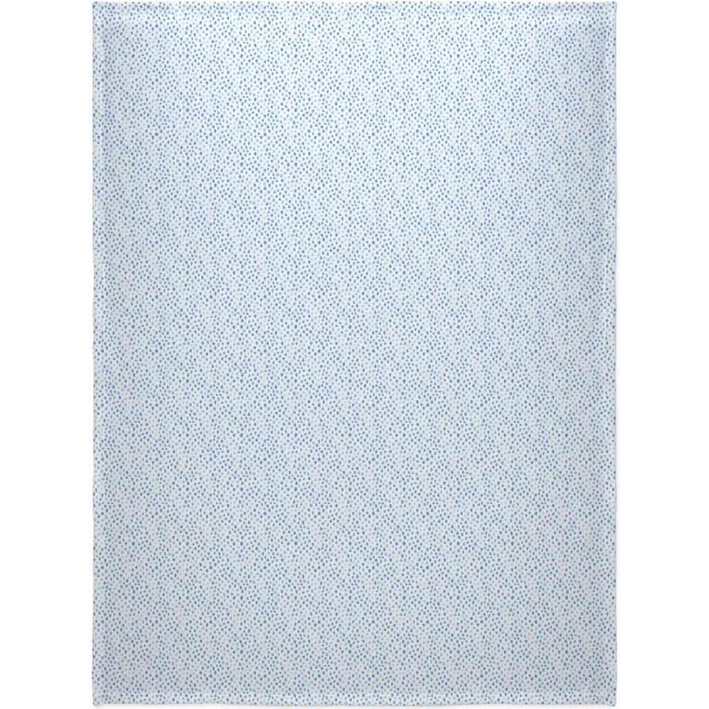 Blue Spots on White Blanket, Plush Fleece, 60x80, Blue