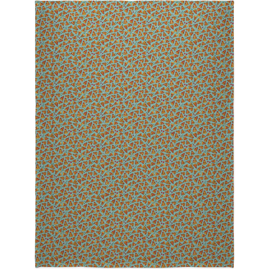Pizza Pattern Blanket, Plush Fleece, 60x80, Blue