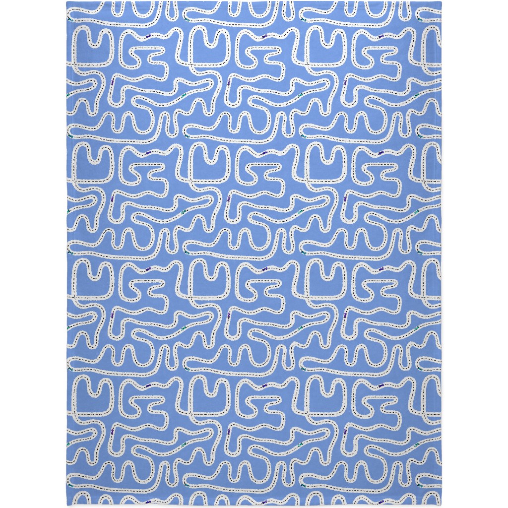 Speed Racers Blanket, Plush Fleece, 60x80, Blue, Blue Bonnet