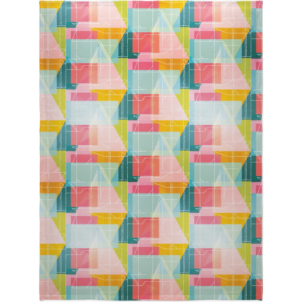 Midcentury Abstract Blanket, Plush Fleece, 60x80, Multicolor
