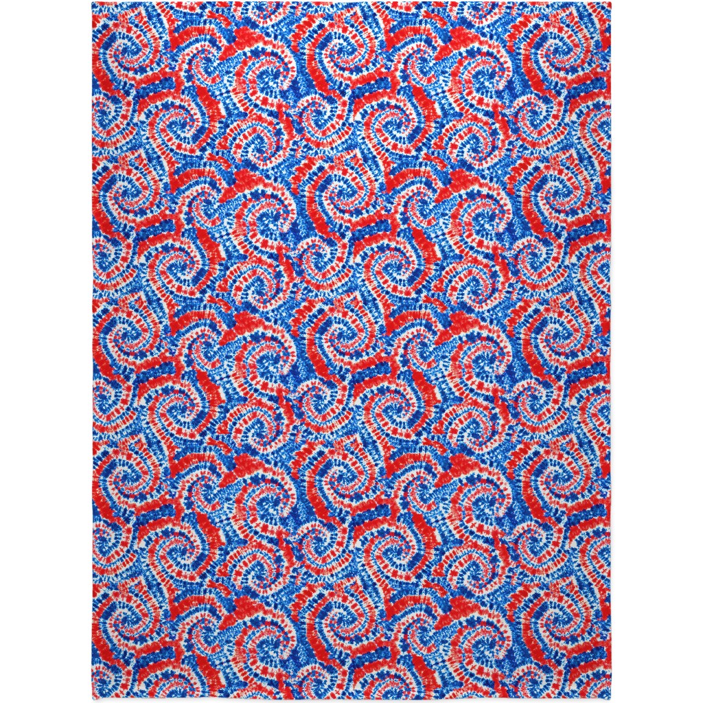 Tie Dye - Blue, Red and White Blanket, Plush Fleece, 60x80, Multicolor