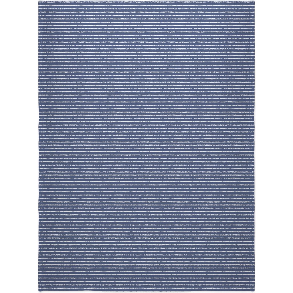 Distressed Dusty Blue and White Stripes Blanket, Plush Fleece, 60x80, Blue