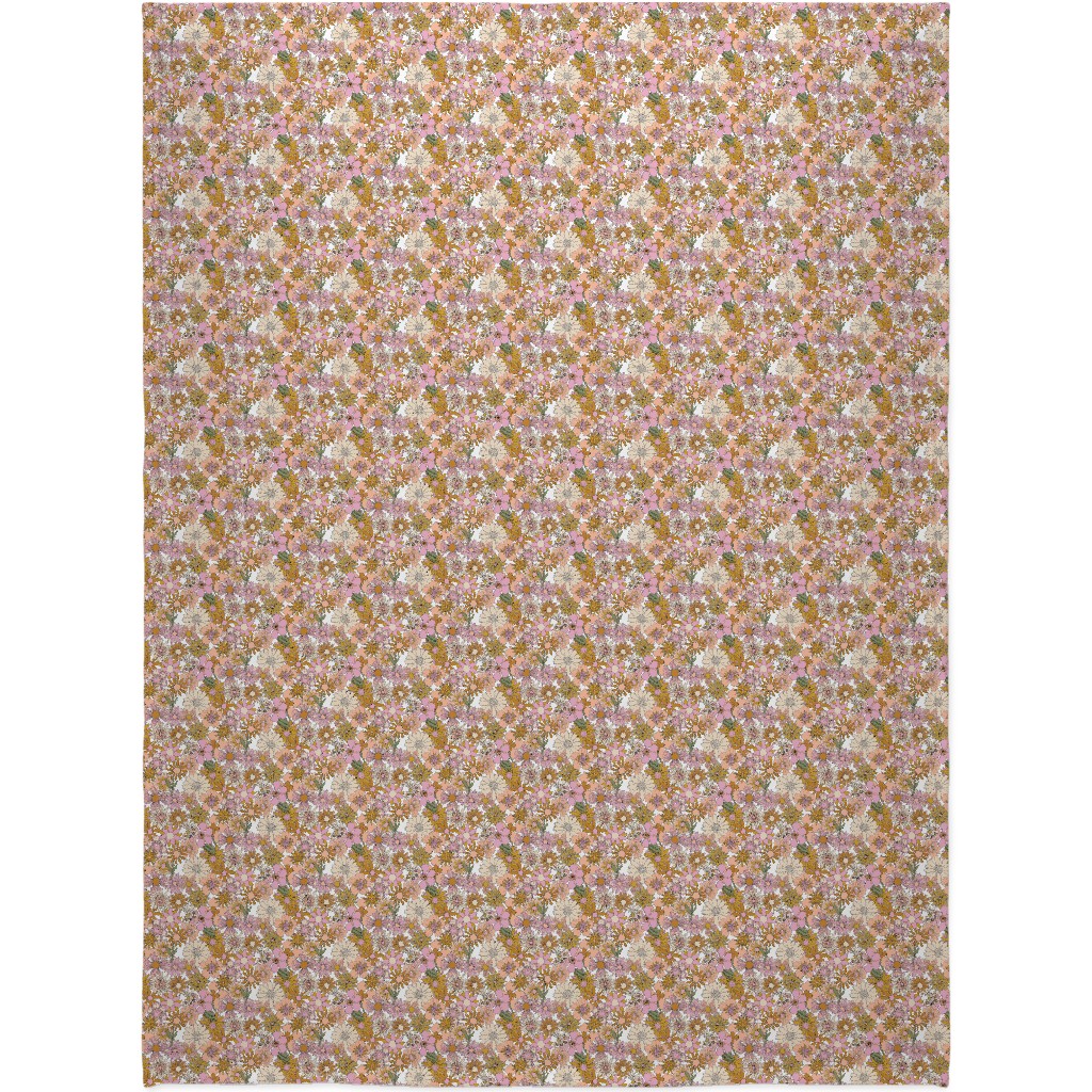 Chelsea Vintage Floral Garden - Pink Blanket, Plush Fleece, 60x80, Pink