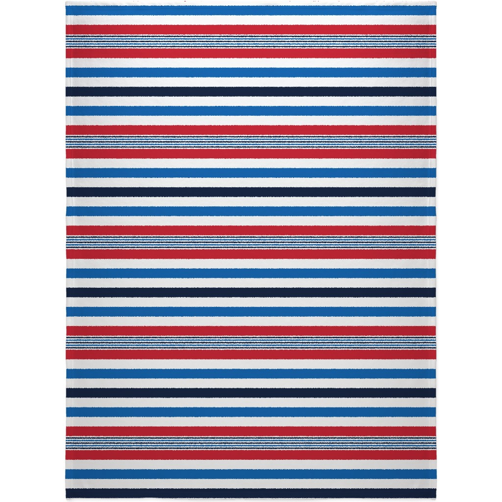 Horizontal Stripes - Red White and Blue Blanket, Plush Fleece, 60x80, Red