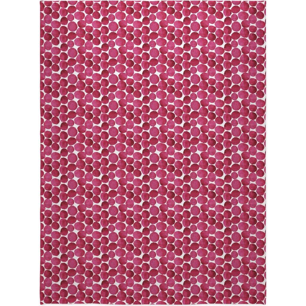 Watercolor Textured Dots - Red Blanket, Plush Fleece, 60x80, Red, Red