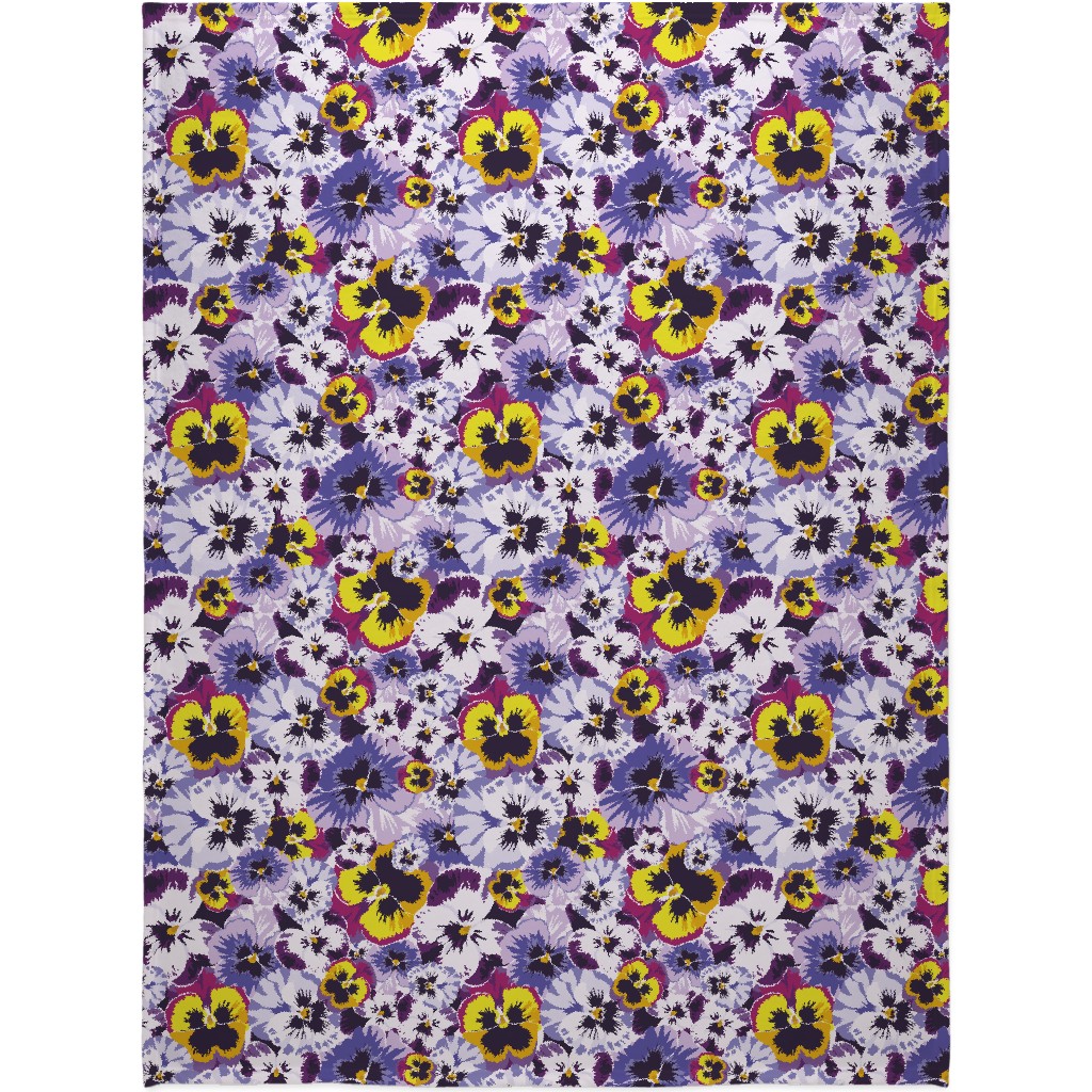 Pansy By Numbers - Purple Blanket, Plush Fleece, 60x80, Purple