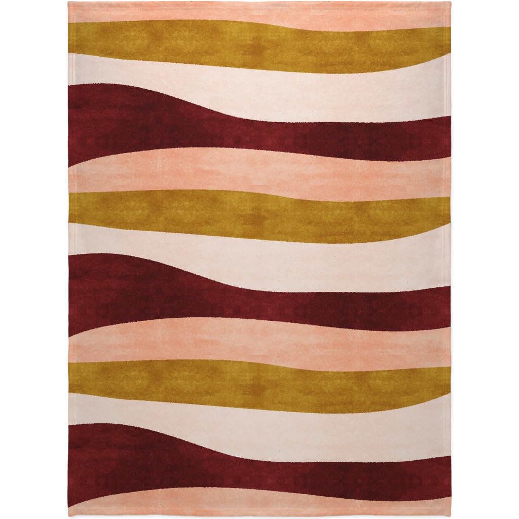 Undulate Horizontal - Warm Blanket, Plush Fleece, 60x80, Pink, Bright Pink