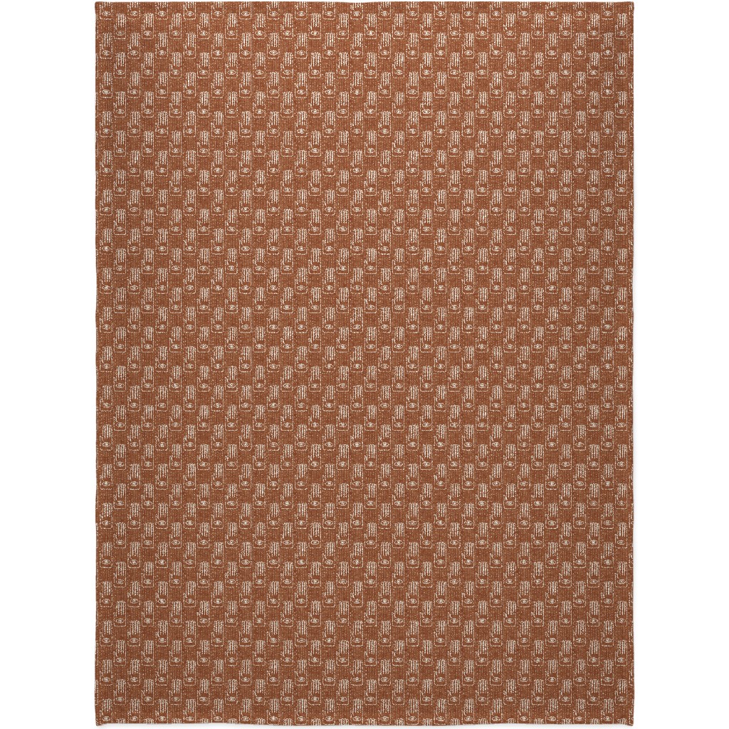 Adorned Palm Hands on Woven Ginger Blanket, Plush Fleece, 60x80, Orange, Orange