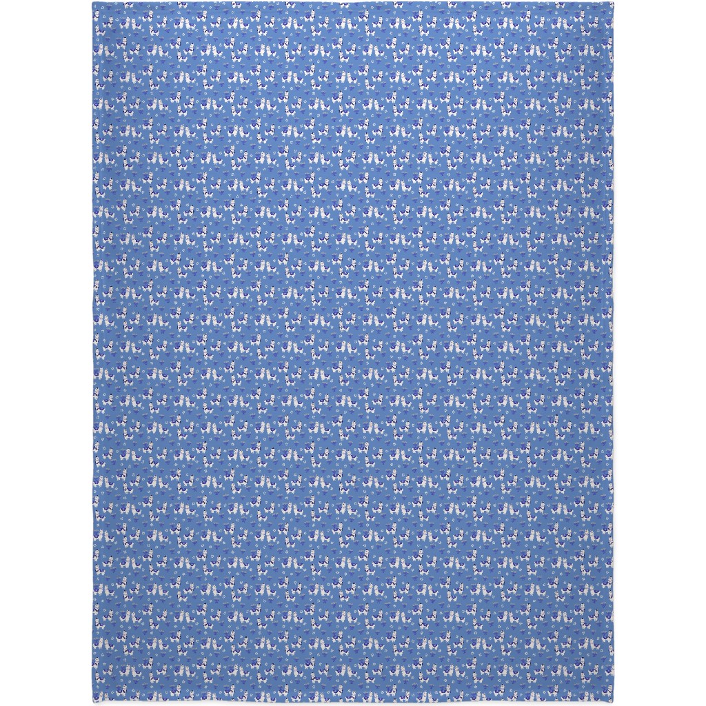 Llamakah - Blue Blanket, Plush Fleece, 60x80, Blue, True Blue