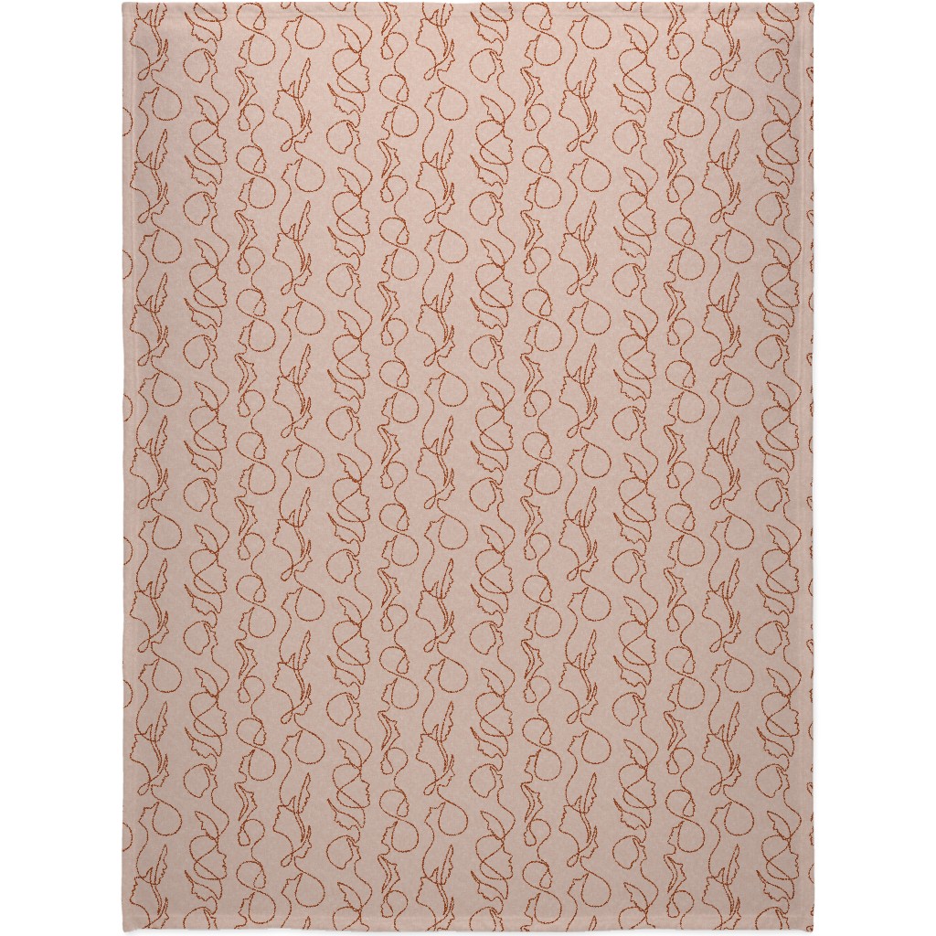 Aria - Flowing Faces - Blush and Brick Blanket, Plush Fleece, 60x80, Pink