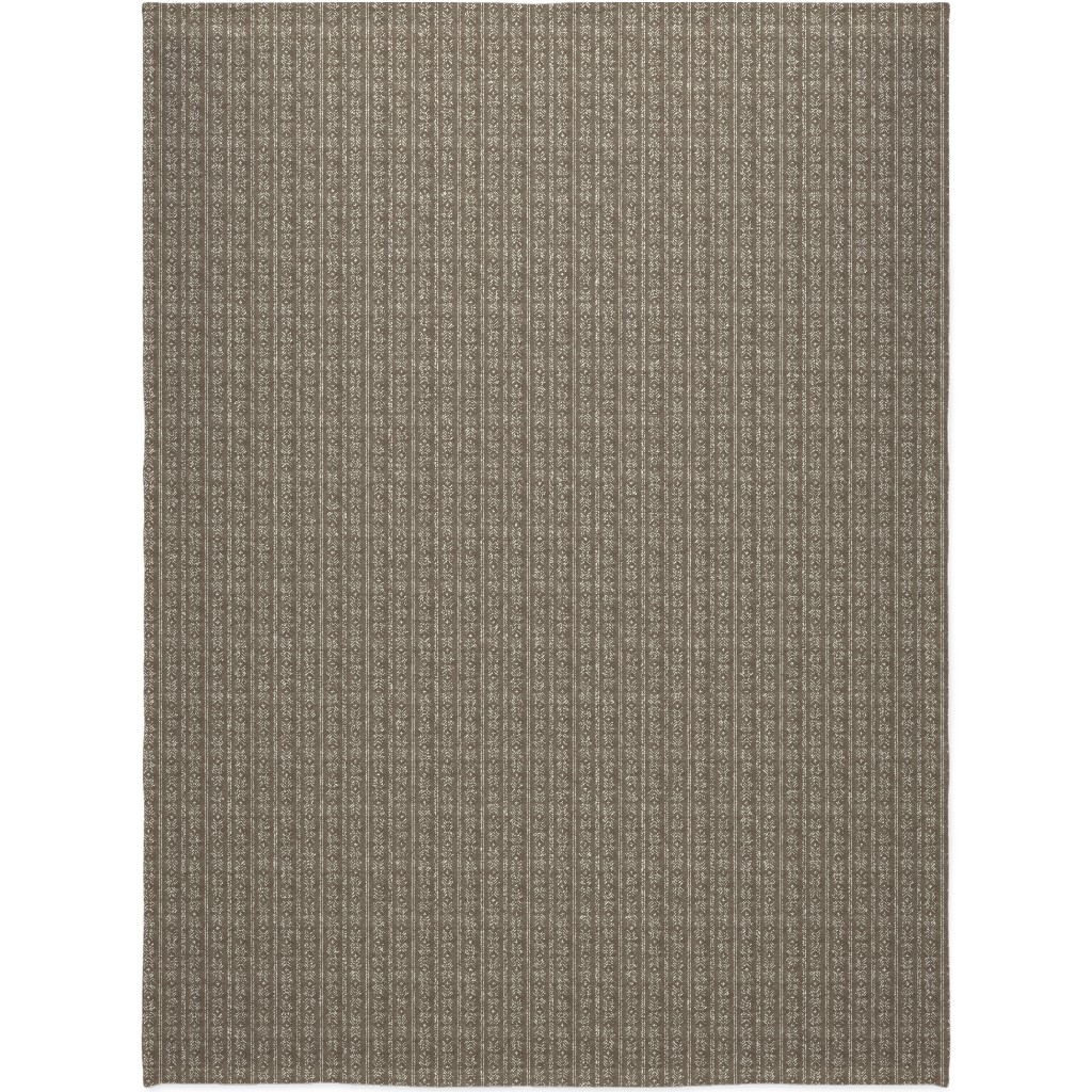 Mudcloth Arrow Stripes - Golden Beige Blanket, Plush Fleece, 60x80, Brown