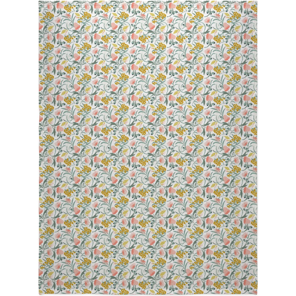 Flora Australis - Botanical - White Blanket, Sherpa, 60x80, Multicolor