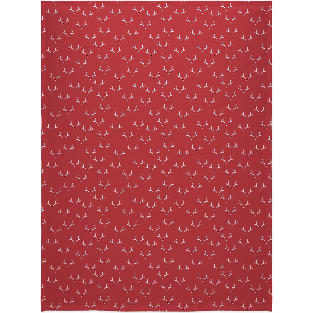 Christmas Reindeer Antlers - Red Blanket, Sherpa, 60x80, Red, Red