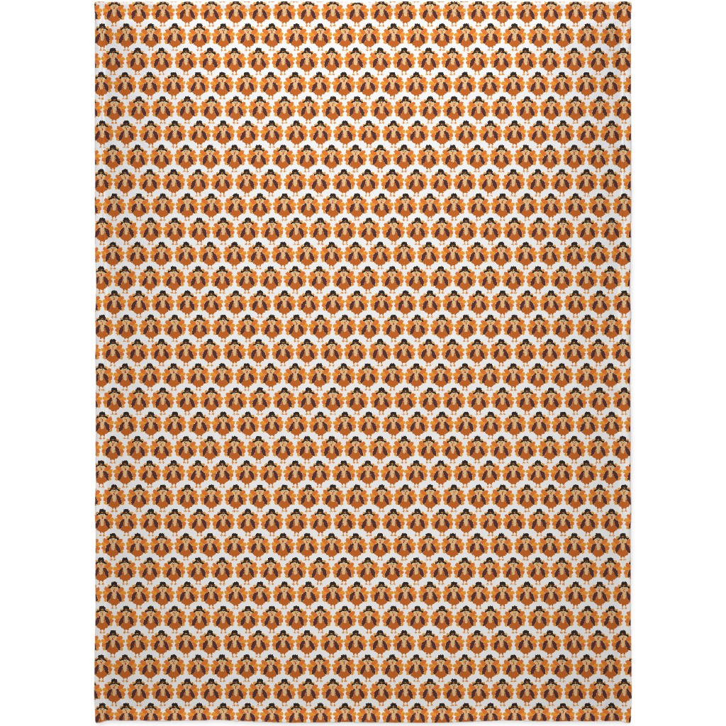 Turkey - White Blanket, Sherpa, 60x80, Orange, Orange