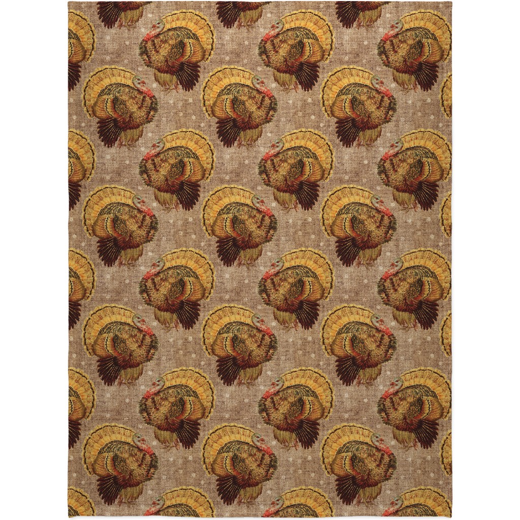 Vintage Turkey - Burlap Blanket, Sherpa, 60x80, Brown, Brown